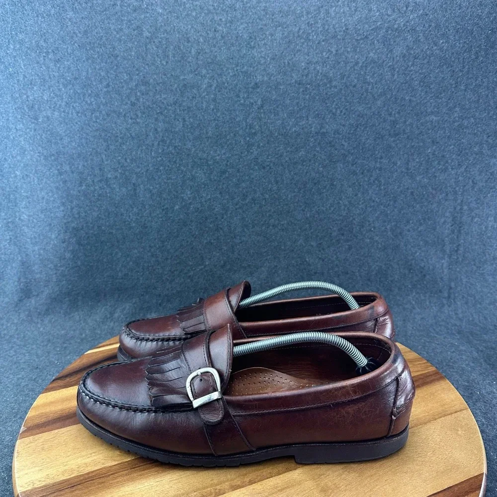 Allen Edmonds Waterbury Loafers Brown Leather Monk Strap Buckle Kilted Sz 12EEE